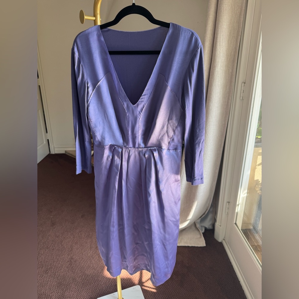 Alberta Ferretti vintage lavender silk and cotton stretch dress, fits a size 8!